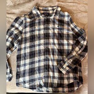 American Eagle Outfitters Gray and Blue Checkered Flannel Shirt 100% Cotton